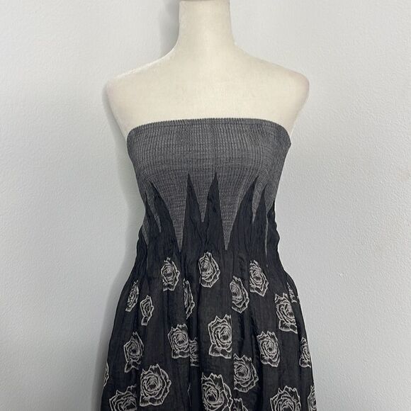 Lapis strapless black rose dress.  One size.  Gothic. - Picture 1 of 10